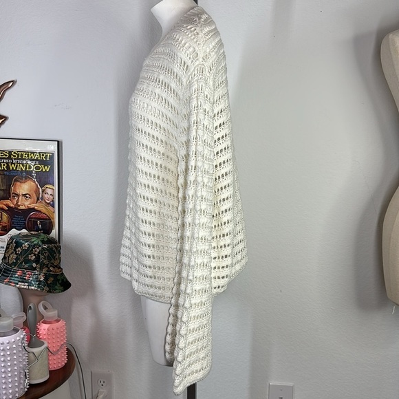 H&M Openwork Round Neck Dropped Shoulder crochet look Knit Top size M - Picture 5 of 9